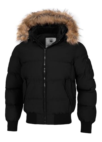 PITBULL Herren Stepp-Winterjacke mit Abnehmbarer Kapuze Burnt Männliche Winter-Steppjacke Winter-Steppjacke Kapuze mit Fell L von PITBULL