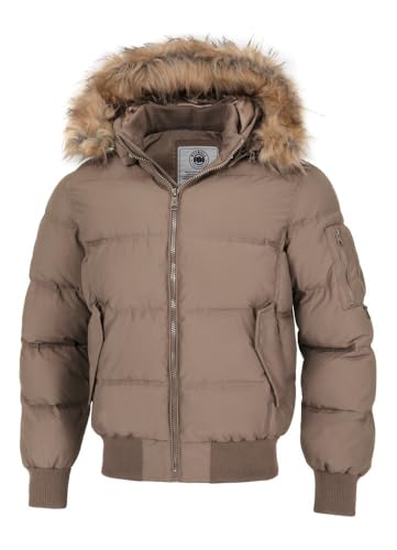 PITBULL Herren Stepp-Winterjacke mit Abnehmbarer Kapuze Burnt Männliche Winter-Steppjacke Winter-Steppjacke Kapuze mit Fell XL von PITBULL