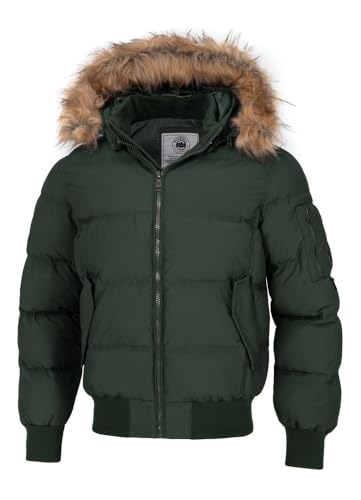 PITBULL Herren Stepp-Winterjacke mit Abnehmbarer Kapuze Burnt Männliche Winter-Steppjacke Winter-Steppjacke Kapuze mit Fell XXL von PITBULL