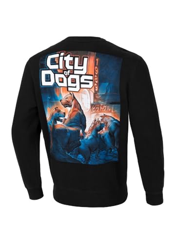 PITBULL Herren Sweatshirt mit Aufdruck Männer Pullover mit Print City of Dogs Herren-Sweatshirt Bedruckter Sportliches Pullover Crewneck L von PITBULL