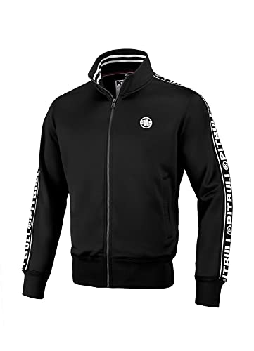 PITBULL - Herren Pullover, Sweatshirt Männer Oldschool Tape Logo, Pullover Normaler Sportlicher Schnitt, Komfortabel Sweatshirts für Herren, Polyestergewebe Blouson - M, Schwarz von PITBULL