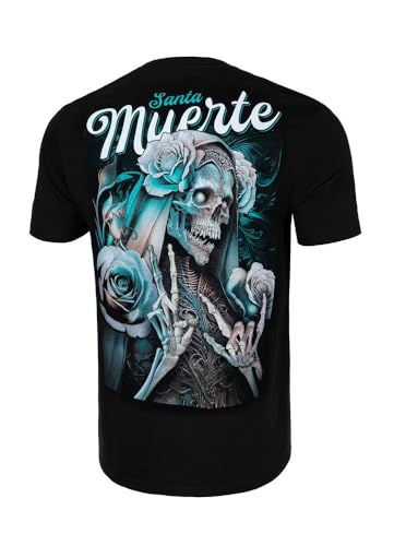 PITBULL Herren T-Shirt Klassischer Regularer Schnitt Tshirt Männer großen Druck auf dem Rücken mit dem mexikanischen Motiv Santa Muerte 24 Baumwolle T-Shirts mit Druck L von PITBULL