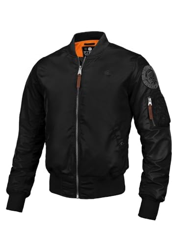 PITBULL - Jacke Herren im Flyers Bomber Stil, Bomberjacke mit Logo, Bequeme Übergangsjacke, Männer Bomber Jacke, Activewear Fliegerjacke - L von PITBULL