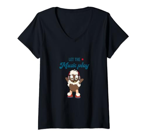 Damen Pittiplatsch Let the Music play! T-Shirt mit V-Ausschnitt Damen Pittiplatsch Let the Music play! T-Shirt mit V-Ausschnitt von Pittiplatsch