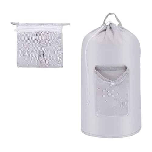 Pitycbo Wäschesack Rucksack Faltbarer Wäschebeutel Schmutzwäschesack Wäschekorb Und Wäschesammler mit Schultergurten Und Großem Volumen für Hochschule Und Re, Grau von Pitycbo