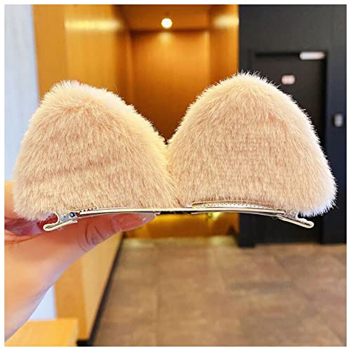 Haarnadel 1 paar mädchen nette weiche plüsch katze ohren haarnadeln süße haare dekorieren selfie requisiten haarklumpen mode haarschmuck Haarnadel Holz (Size : Champagne) von PiurUf