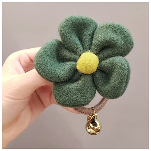 Haarnadel Hochstretches Haarband Plüschblume Haarnadel Haarnadel Pferdeschwanz Dame lockiges Mädchen süß Haarnadel Holz (Size : Green hair rope) von PiurUf