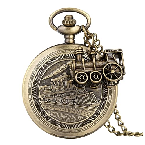 PiurUf Taschenuhr Bronzezuglokomotive Motor Quarz Taschenuhr Retro Halskette Anhängerkette for Männer Frauen mit Zug Zubehör Taschenuhr Handaufzug (Size : 3) von PiurUf