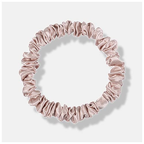 Stirnband Damen 100% echte seide frauen massiv scrunchie elastische haar bands 1 cm niedliche haare krawatten mädchen haarschmuck kopf band kopfkleid Stirnband Damen Winter (Color : Rose Gold, Size von PiurUf