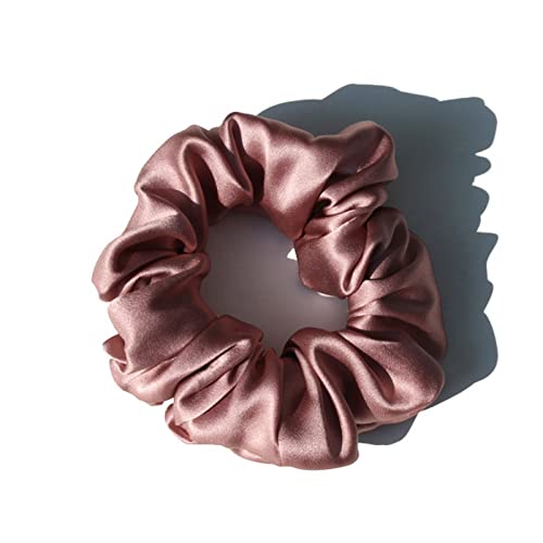 Stirnband Damen 100% reine Seide Große Scrunchies Seile Haarbänder Krawatten Elastics Pferdeschwanzhalter for Frauen Mädchen Zubehör 19 Momme 3,5 cm Stirnband Damen Winter (Size : 2 Cameo Brown) von PiurUf