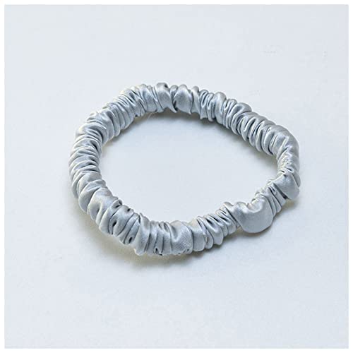 Stirnband Damen 100% reine Seidenhaar-Bügel-Krawatten-Seile Bands skirschige Gummiziten Pferdeschwanzhalter for Frauen Mädchen Haarschmuck Stirnband Damen Winter (Size : Silver 1cm) von PiurUf