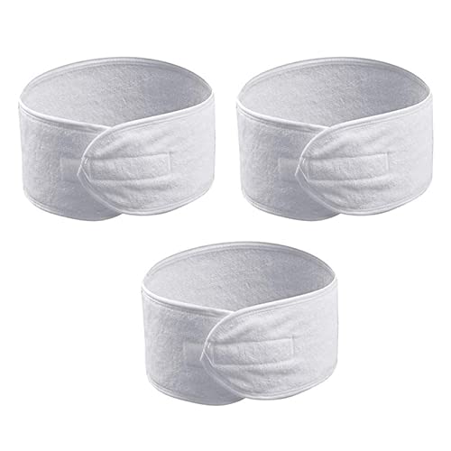 Stirnband Damen 3 stücke Haarschmuck Sportwaschgesicht Spa Wide Side Feste mit Fastener Mode Make Up Wrap Polyester Einstellbare Frauen Stirnband Stirnband (Size : White) von PiurUf