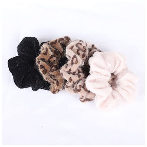 Stirnband Damen 4 STÜCK/Set Korea Samt Scrunchie Gummi Elastic Hair Bands Feste Frauen Mädchen Stirnband Pferdeschwanzhalter Krawatten Seil Haarschmuck Stirnband (Size : Fuax Fur D) von PiurUf