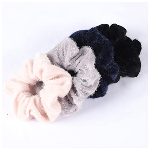 Stirnband Damen 4 STÜCK/Set Korea Samt Scrunchie Gummi Elastic Hair Bands Feste Frauen Mädchen Stirnband Pferdeschwanzhalter Krawatten Seil Haarschmuck Stirnband (Size : Fuax Fur E) von PiurUf