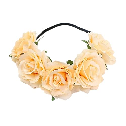 Stirnband Damen Böhmen Handgemachte Blumenstirnband Große Rose Blume Haare Kopf Zubehör Frauen Mädchen Bridemaids Kranz Party Haarschmuck Blumen-Nr. Stirnband (Size : 14) von PiurUf