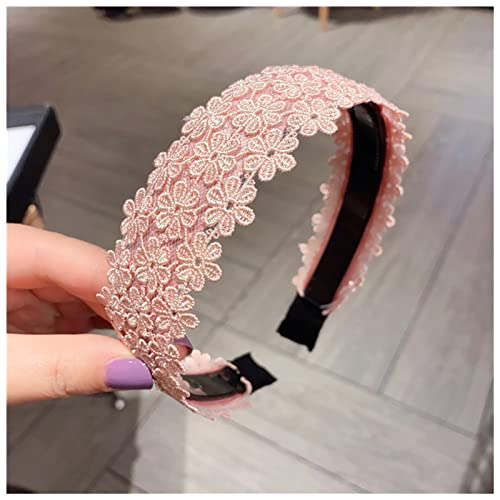 Stirnband Damen Frauen Stirnband Spitze Blumen Haarband for Mädchen Haarschmuck Lünette Haarbänder Stirnbänder for Frauen Wide Side Hair Hoop Stirnband (Size : 54(width 3.8cm)) von PiurUf