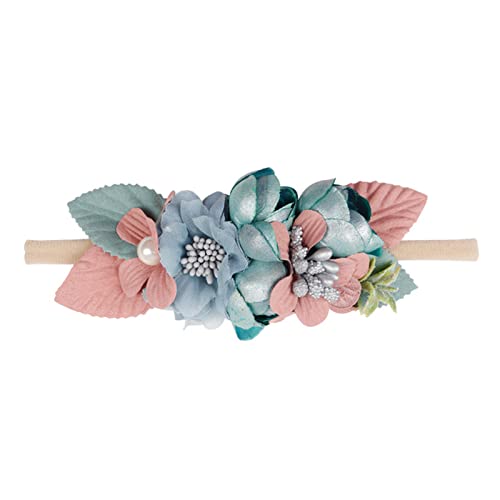 Stirnband Damen Haarschmuck Schöne Stirnband Gefälschte Blume Nylon Haarbänder Künstliche Blumen Elastische Kopfbänder Headwear Stirnband (Size : 4) von PiurUf