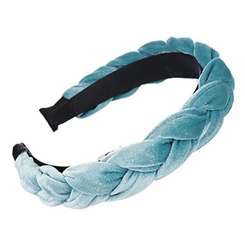 Stirnband Damen Koreanisches handgemachtes weben geflochtene breite stirnband ethnische frauen mädchen verdicken samt haarreifen glitter feste farbe DIY. Kopfschmuck Stirnband (Size : Blue) von PiurUf