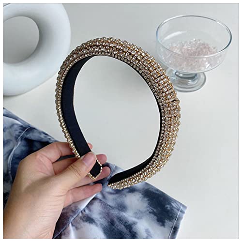 Stirnband Damen Luxus Barock volle Rhinestone Schwamm Stirnband Mode Haarschmuck Frauen Strass Glänzende Haarbänder Niedlichen Haarberufsreifen Headwear Stirnband (Size : Gold) von PiurUf