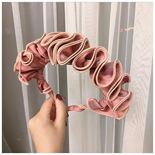 Stirnband Damen Mode Frauen Stirnband Falten Blume Haarband Turban Erwachsene Frische Blume Haarreifen Mädchen Haarschmuck Stirnband (Size : Pink hairband) von PiurUf