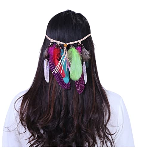 Stirnband Damen Mode for Frau Haarschmuck Pfau Feder Turban Damen Passen Sie Haarband an Stirnband (Size : 02312-B) von PiurUf