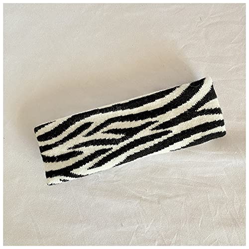 Stirnband Damen Modische Persönlichkeit Retro Zebra Muster Haarband Stretchgestrickte Wolle Stirnband Sport Yoga Fitness Kompressionskopfband Stirnband (Size : 02Zebra pattern) von PiurUf