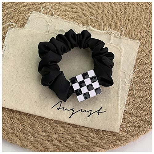 Stirnband Damen Retro-Metall-Schwarz-Weiß-kariertes Haar-Seil-Schachbrett-Herz-Kreiskopf-Seil-Mode-Haar-Zubehör Stirnband Damen Winter (Size : 17263 B) von PiurUf