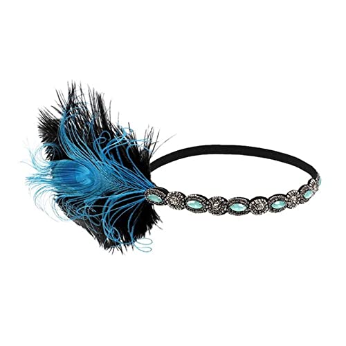 Stirnband Feder 1920er Jahre Kopfstück Feder Kopfband Kopfschmuck Great Gatsby Kopfschmuck Vintage Party Kostüm Kleid Kopfschmuck Haarschmuck Feder Stirnband (Color : Blue, Size : Size fits all) von PiurUf