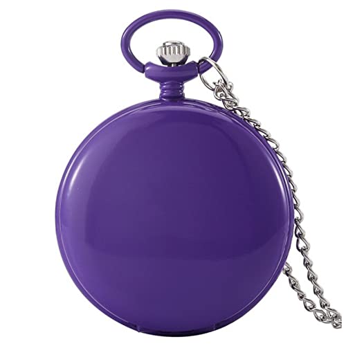 Taschenuhr Double Cover personalisierter Gedruckter Fototext Quarz Taschenuhr mit Geschenken for Paare Freund Kinder Taschenuhr Handaufzug (Size : Purple) von PiurUf