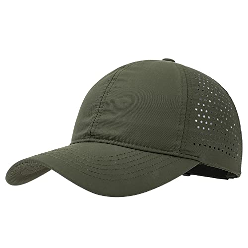 PivotWing Basecap Damen Herren Baseball Running Cap Laufmütze Schirmmütze Sonnenschutz Lauf Cap Cappy Männer Frauen Mesh Sport Cap for Running Golf Tennis Mützen Laufmützen, Armeegrün von PivotWing