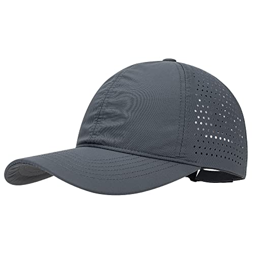 PivotWing Basecap Damen Herren Baseball Running Cap Laufmütze Schirmmütze Sonnenschutz Lauf Cap Cappy Männer Frauen Mesh Sport Cap for Running Golf Tennis Mützen Laufmützen, Dunkelgrau von PivotWing