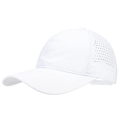 PivotWing Basecap Damen Herren Baseball Running Cap Laufmütze Schirmmütze Sonnenschutz Lauf Cap Cappy Männer Frauen Mesh Sport Cap for Running Golf Tennis Mützen Laufmützen, Weiß von PivotWing