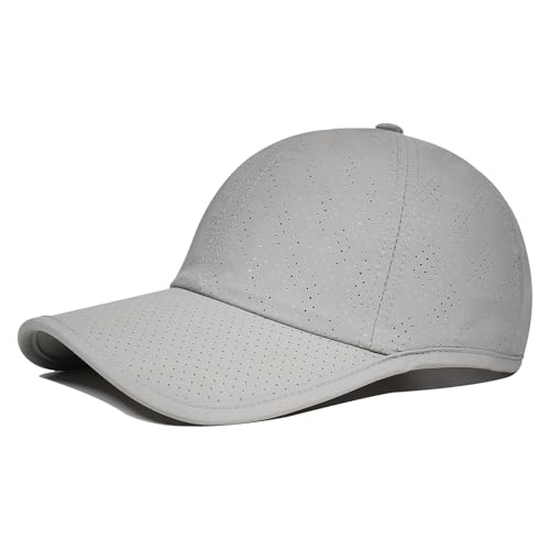 PivotWing Cap Herren Basecap Kappe Wasserabweisend Leicht Atmungsaktiv Damen Outdoor Heißer Tag Sonnenbrandbeständig Baseball Cap Herren Weich Verstellbar Mütze Hellgrau 56-58cm von PivotWing