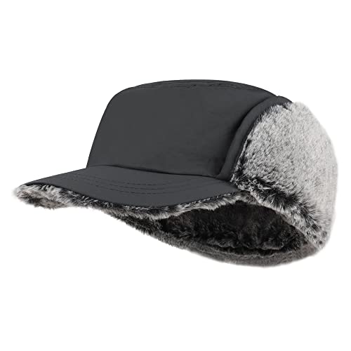 PivotWing Winter Mütze Cap, Flache Baseballkappe Kadettenhut Military Flat Top Baseball Cap Trucker Hut für Männer und Frauen Trucker Hut Army Kappe Wintermütze Grau von PivotWing