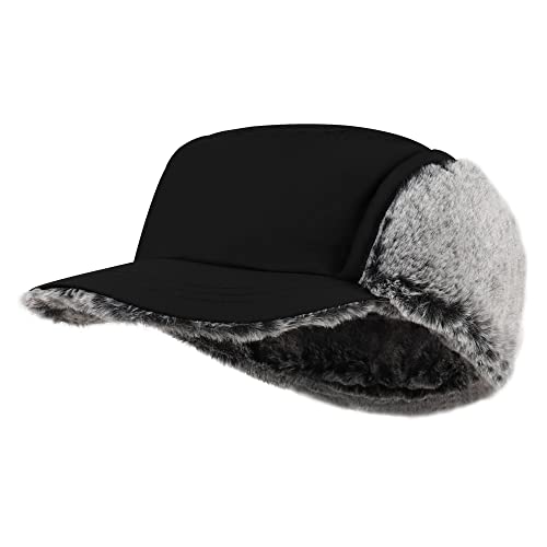 PivotWing Winter Mütze Cap, Flache Baseballkappe Kadettenhut Military Flat Top Baseball Cap Trucker Hut für Männer und Frauen Trucker Hut Army Kappe Wintermütze Schwarz von PivotWing