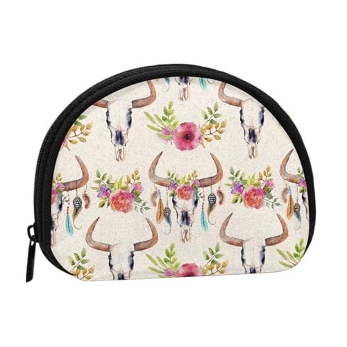 Bloom Münzgeldbörse mit Sonnenblumen-Motiv, Mini-Beutel, Geldbörse, Kleingeldtasche für Damen, Mädchen, Kinder, Runner Bull Skull, Einheitsgröße von Piwine