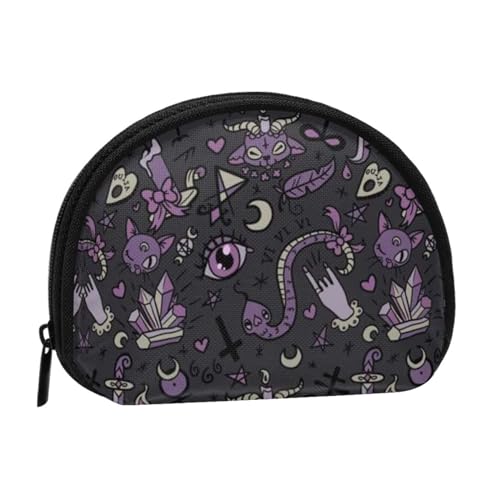 Brook Geldbörse zum Fliegenfischen von Forellen, Mini-Tasche, Geldbörse, Kleingeldtasche für Damen, Mädchen, Kinder, Lila Schwarz Goth Gruselig, Einheitsgröße von Piwine