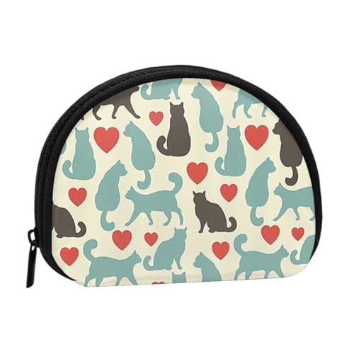 Cotton Candy Münzgeldbörse, Muschel, Mini-Beutel, Geldbörse, Wickeltasche für Damen, Mädchen, Kinder, Happy Walking Kitty, Einheitsgröße von Piwine