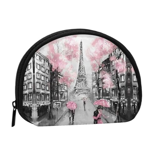 Cotton Candy Münzgeldbörse, Muschel, Mini-Beutel, Geldbörse, Wickeltasche für Damen, Mädchen, Kinder, Paris Street Tower Pink Floral, Einheitsgröße von Piwine