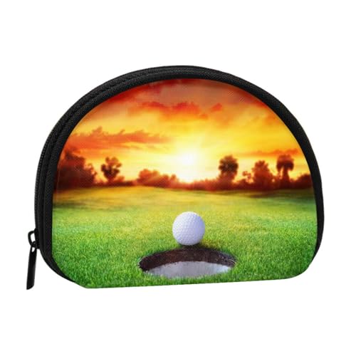 Cotton Candy Münzgeldbörse, Muschel, Mini-Beutel, Geldbörse, Wickeltasche für Damen, Mädchen, Kinder, Sport Golfball Sonnenuntergang Baum, Einheitsgröße von Piwine