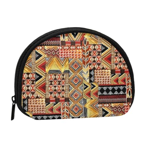 Münzgeldbörse, Muschel, Mini-Geldbörse, Kleingeldtasche, für Damen, Mädchen, Kinder, Blau, Patchwork Afrikanisches Textil, Einheitsgröße von Piwine