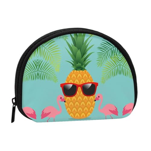 Münzgeldbörse mit Vögeln, Mini-Beutel, Geldbörse, Wickeltasche für Damen, Mädchen, Kinder, Ananas Flamingo, Einheitsgröße von Piwine