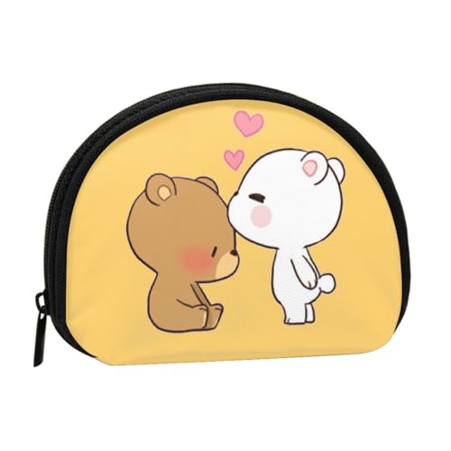 Münzgeldbörse mit amerikanischen und brasilianischen Flaggen, Mini-Beutel, Geldbörse, Kleingeldtasche für Damen, Mädchen, Kinder, White Bear Brown Bear, Einheitsgröße von Piwine