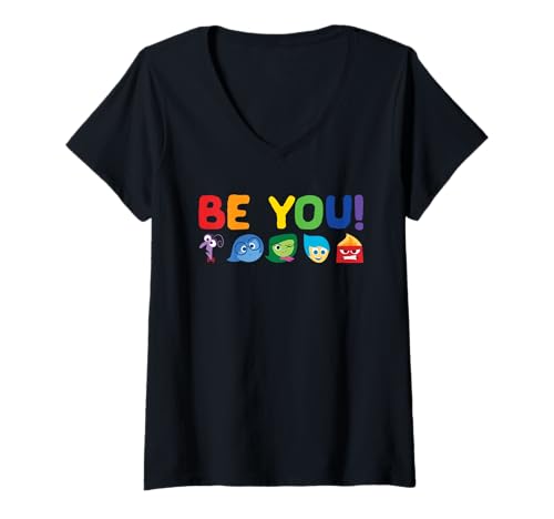Damen Disney Pixar Inside Out Sei Du Regenbogen T-Shirt mit V-Ausschnitt von PIXAR