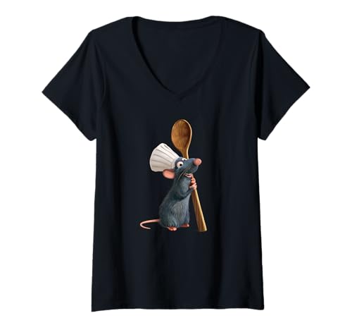 Damen Disney Pixar Ratatouille Chef Remy with Spoon T-Shirt mit V-Ausschnitt von Pixar