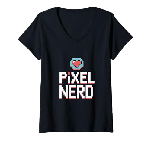 Damen Pixel Nerd Pixelwelt Liebe Retro Gaming Vibes T-Shirt mit V-Ausschnitt Damen Pixel Nerd Pixelwelt Liebe Retro Gaming Vibes T-Shirt mit V-Ausschnitt von Pixel Nerd Pixelwelt Community