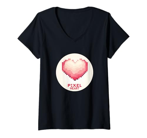 Damen Tolles Pixel-Herzkostüm für Gamer und Spieler T-Shirt mit V-Ausschnitt von Pixel Outfit