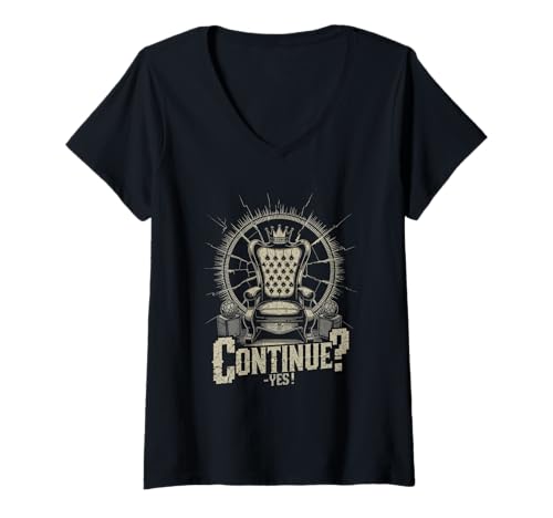 Damen Weiter Ja Throne Gamer Victory für Retro-Gamer T-Shirt mit V-Ausschnitt Damen Weiter Ja Throne Gamer Victory für Retro-Gamer T-Shirt mit V-Ausschnitt von Pixel Power Clothing