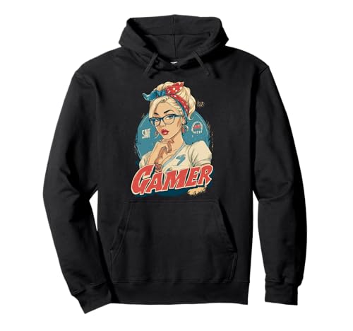 Pin-Up-Vibes im Retro-Stil für Gamer-Mädchen Pullover Hoodie von Pixel Princess Arcade Aesthetic Co.