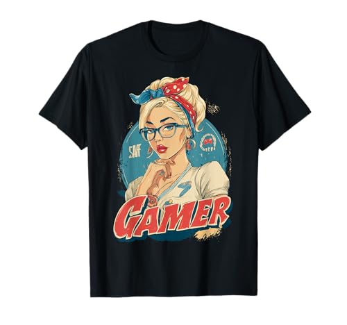 Pin-Up-Vibes im Retro-Stil für Gamer-Mädchen T-Shirt von Pixel Princess Arcade Aesthetic Co.